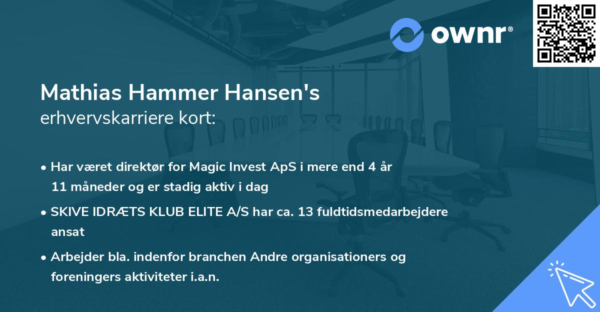 Mathias Hammer Hansen's erhvervskarriere kort