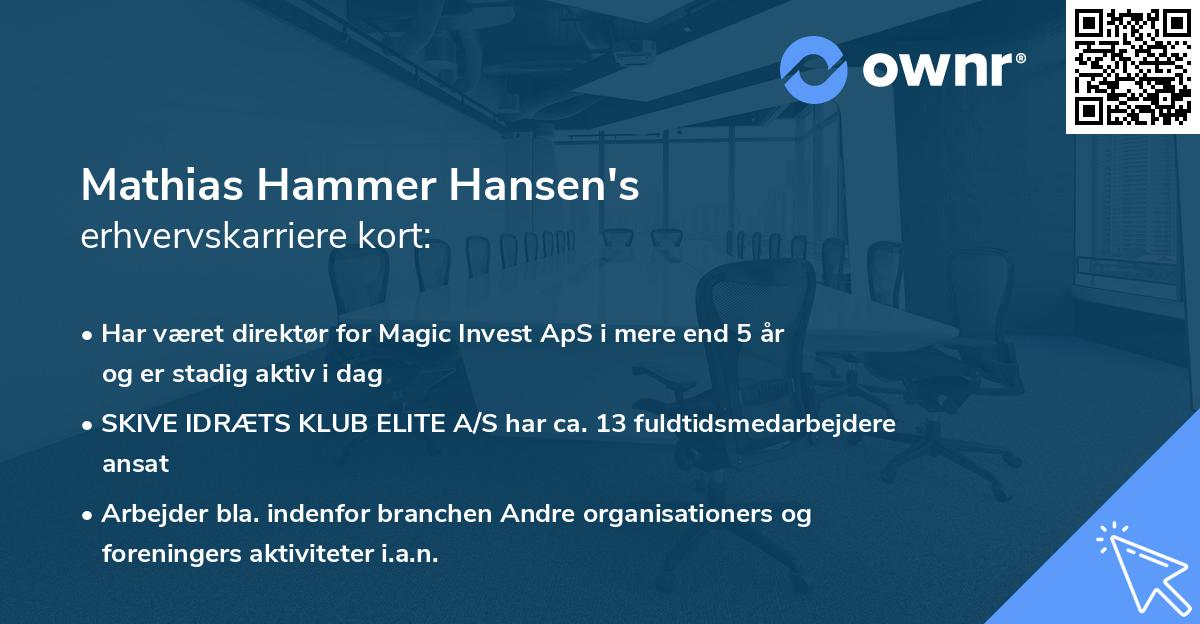 Mathias Hammer Hansen's erhvervskarriere kort