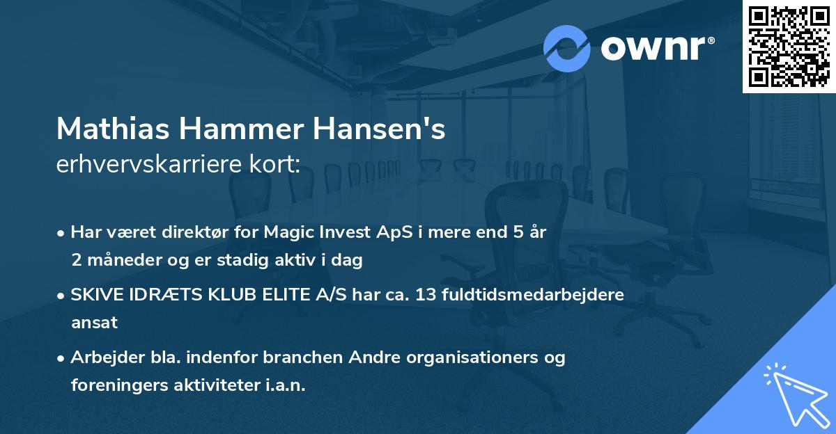 Mathias Hammer Hansen's erhvervskarriere kort