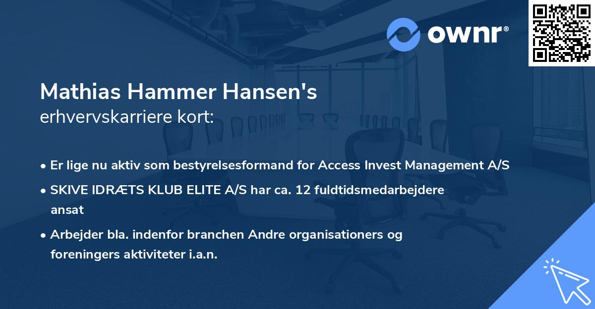 Mathias Hammer Hansen's erhvervskarriere kort