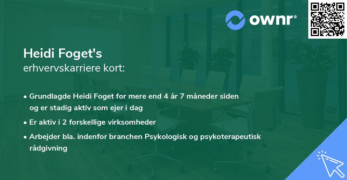 Heidi Foget's erhvervskarriere kort