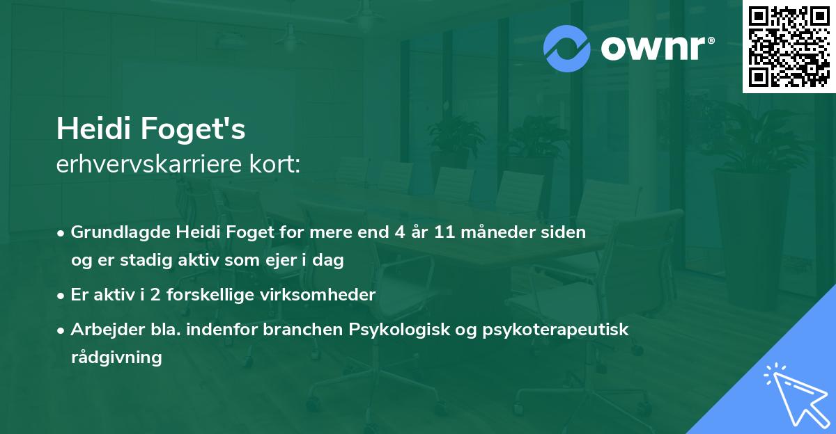 Heidi Foget's erhvervskarriere kort