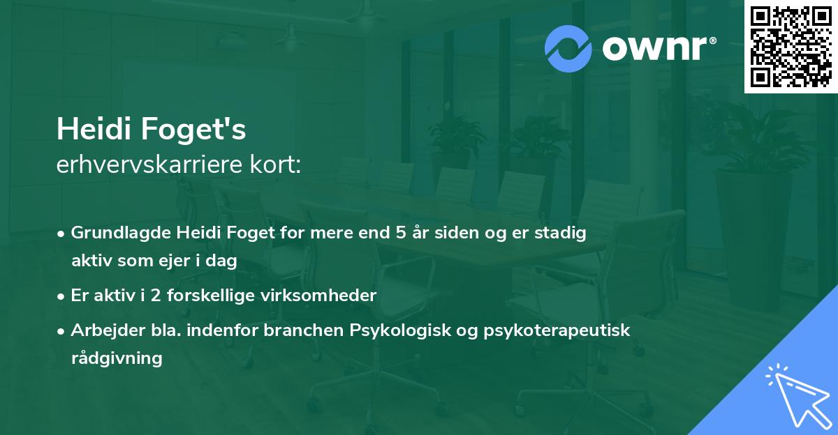 Heidi Foget's erhvervskarriere kort