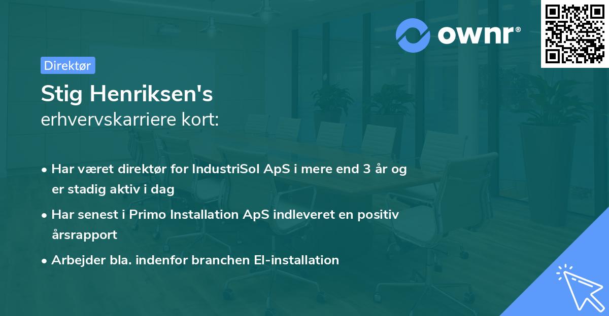 Stig Henriksen's erhvervskarriere kort