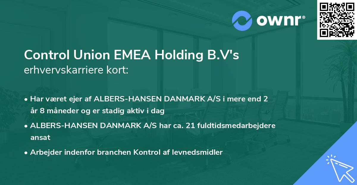 Control Union EMEA Holding B.V's erhvervskarriere kort