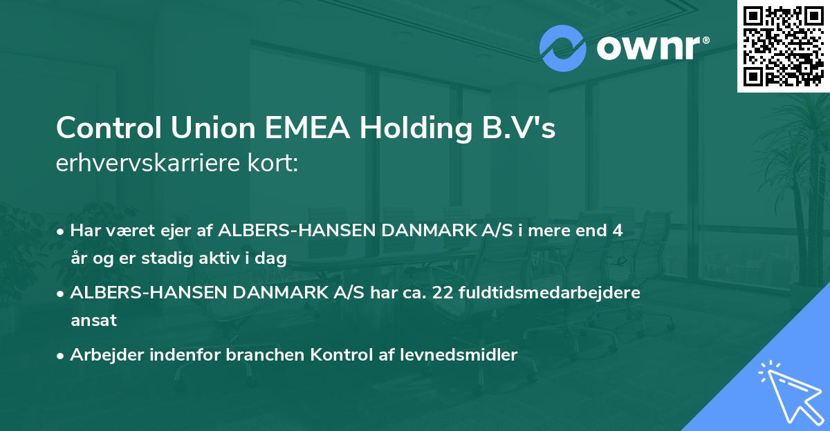 Control Union EMEA Holding B.V's erhvervskarriere kort