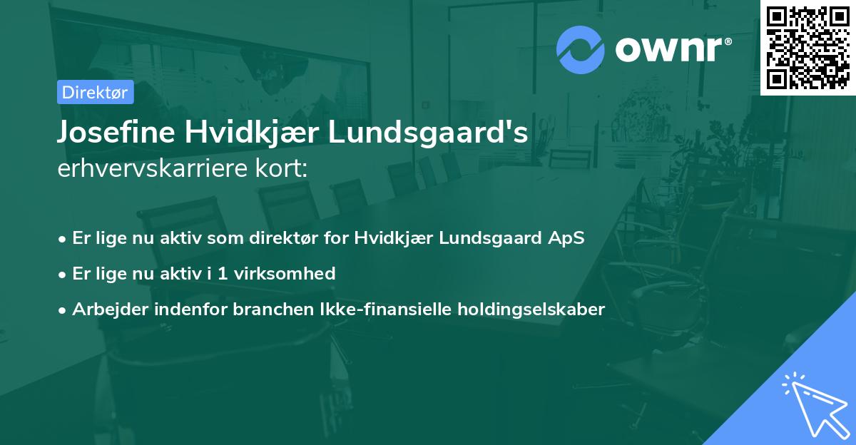 Josefine Hvidkjær Lundsgaard's erhvervskarriere kort