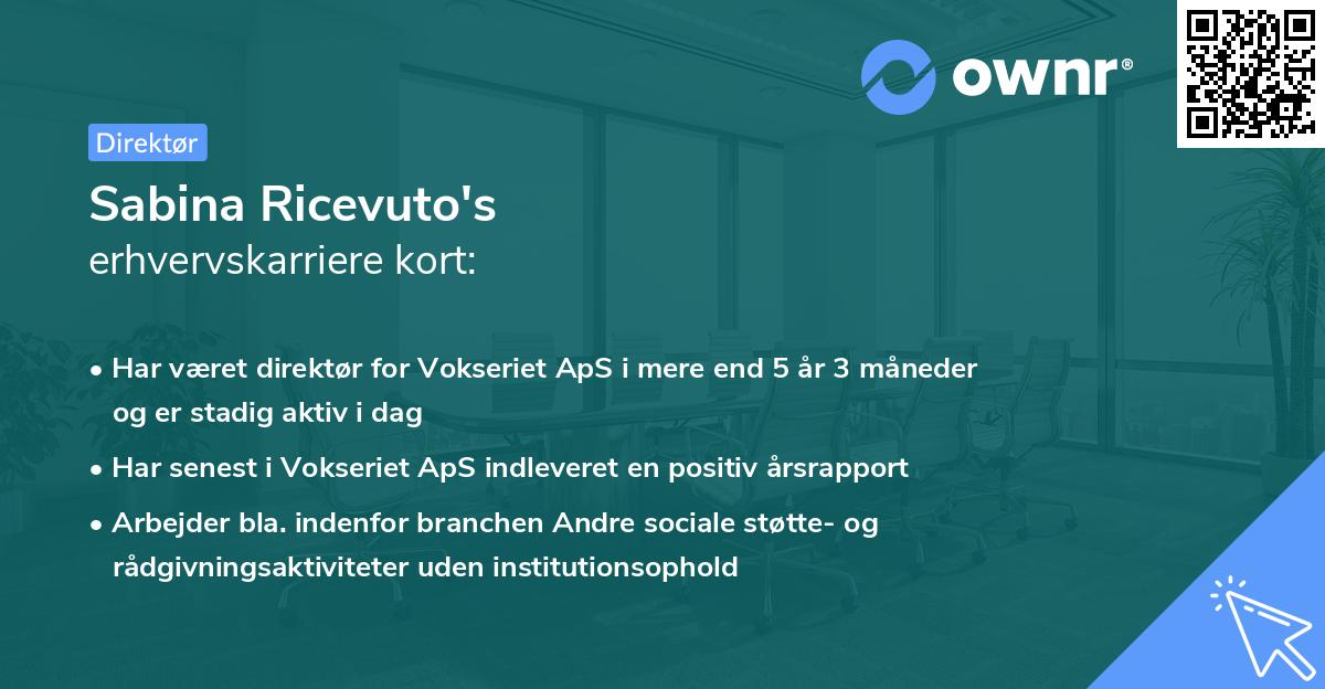 Sabina Ricevuto's erhvervskarriere kort