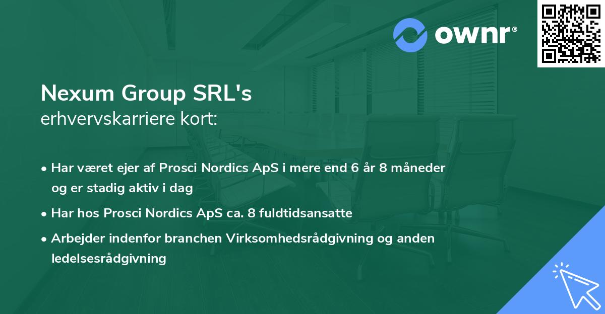Nexum Group SRL's erhvervskarriere kort
