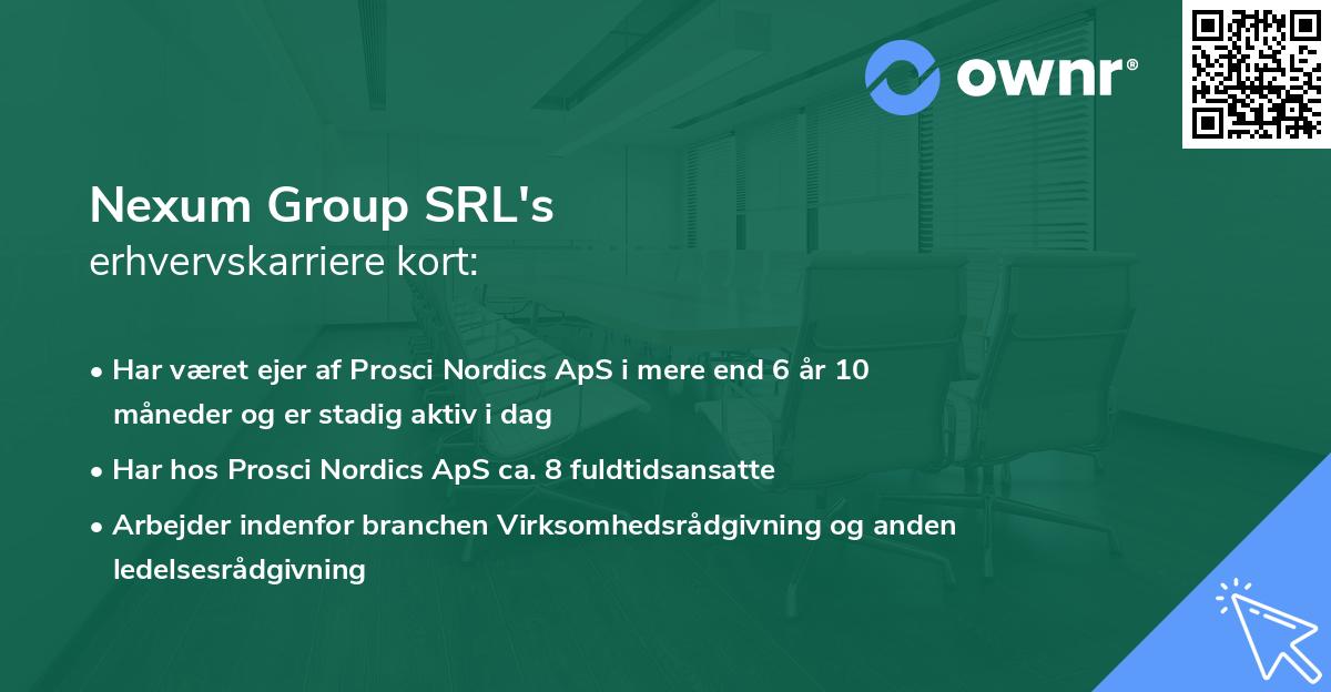 Nexum Group SRL's erhvervskarriere kort