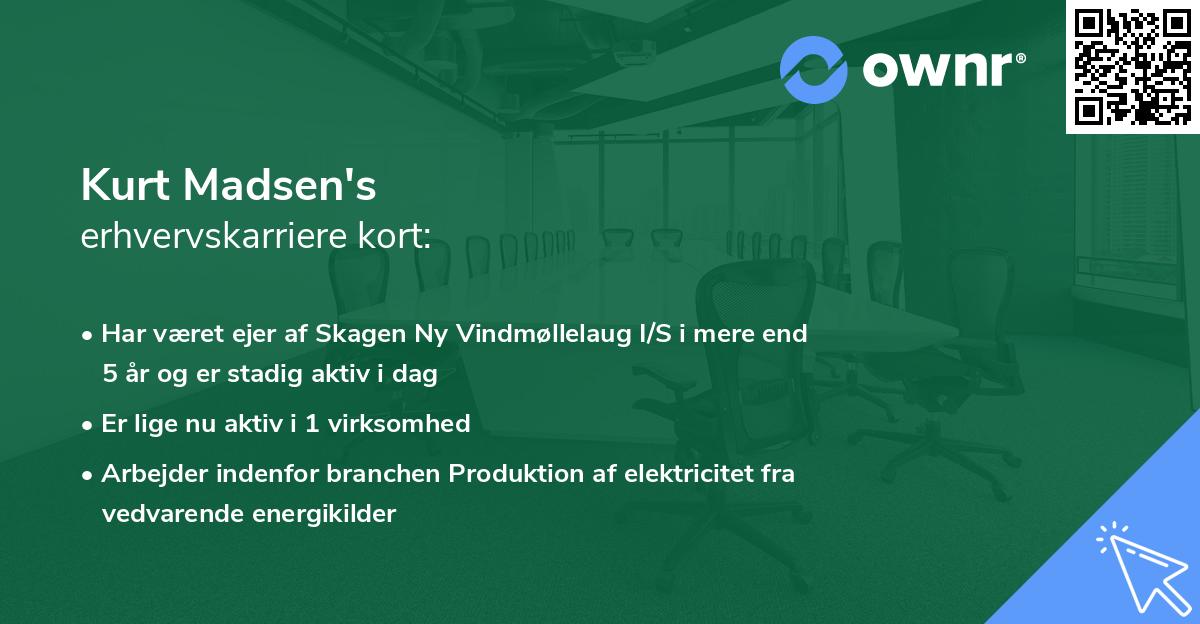 Kurt Madsen's erhvervskarriere kort