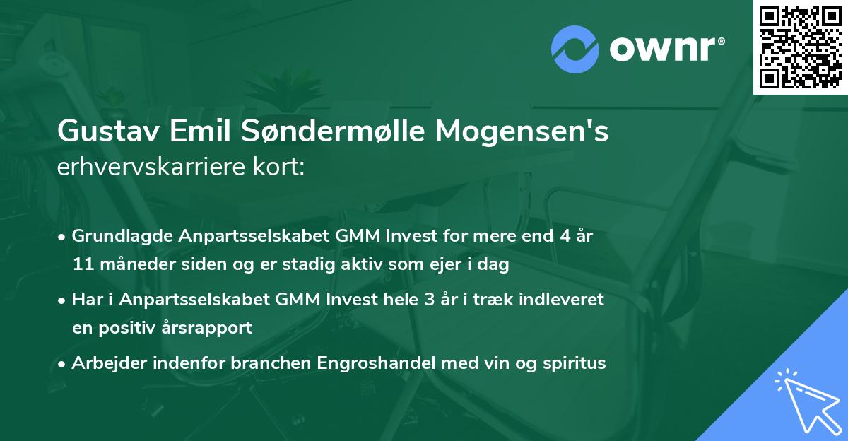 Gustav Emil Søndermølle Mogensen's erhvervskarriere kort