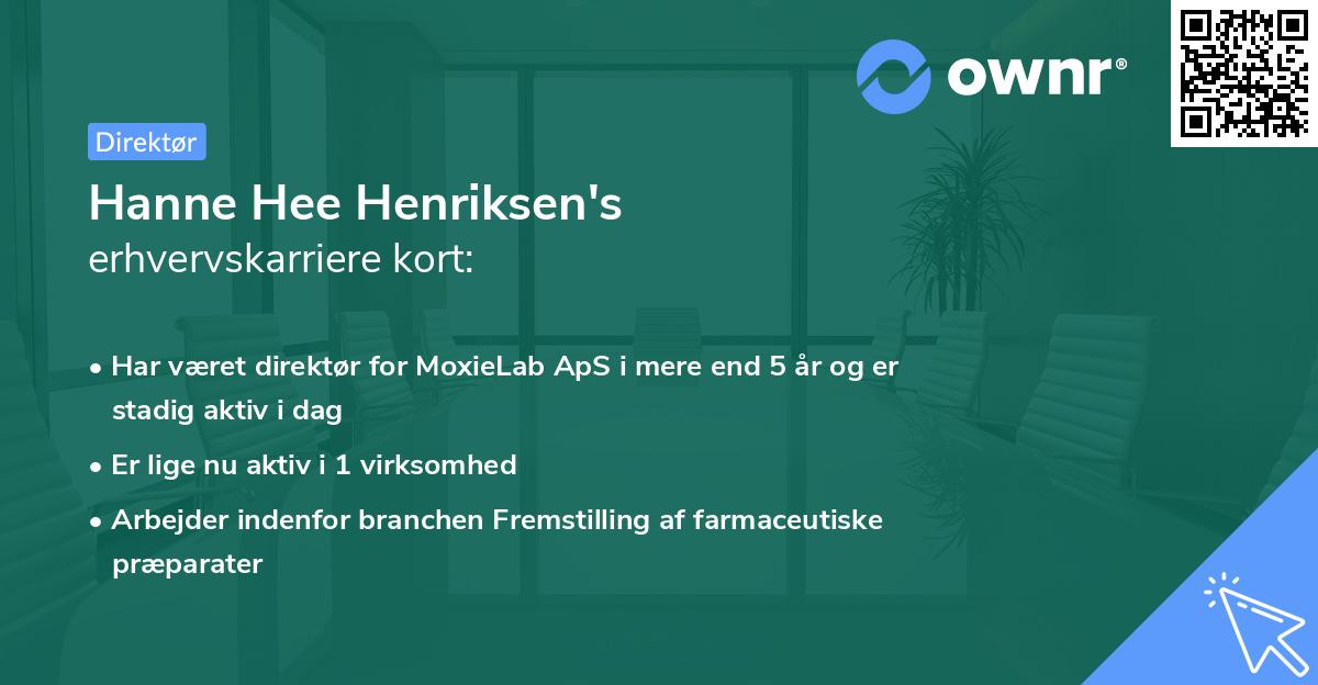Hanne Hee Henriksen's erhvervskarriere kort
