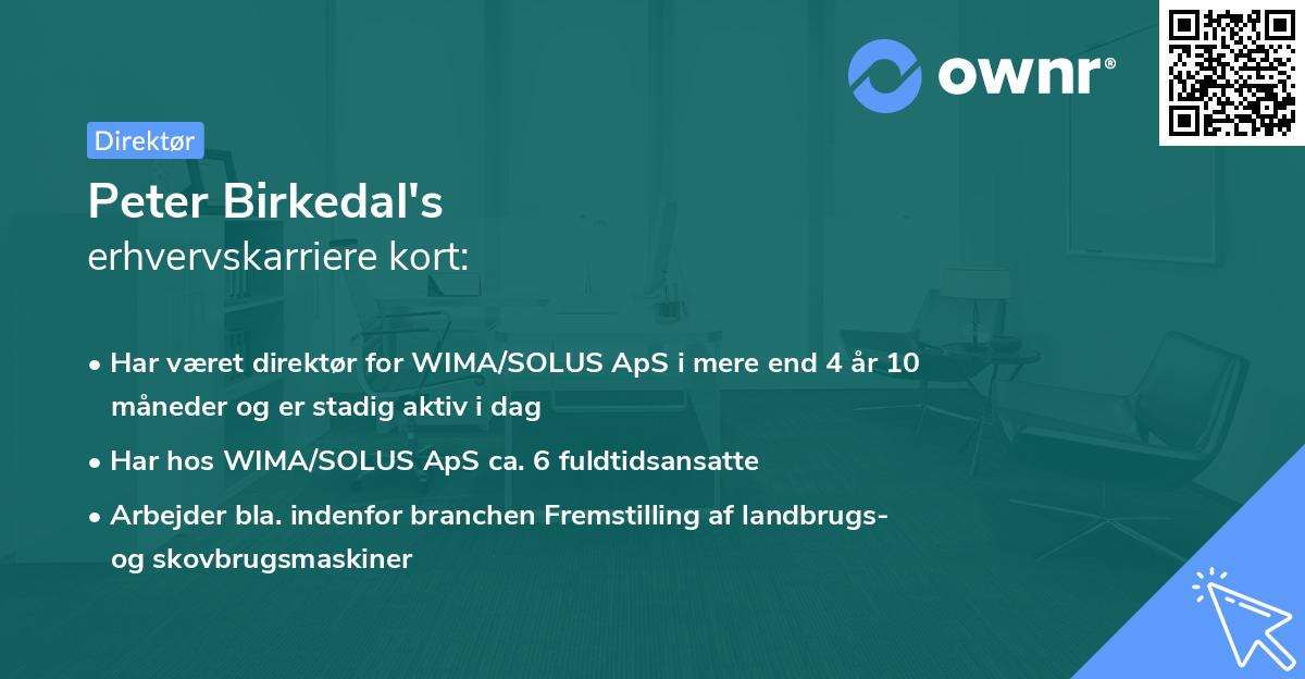 Peter Birkedal's erhvervskarriere kort