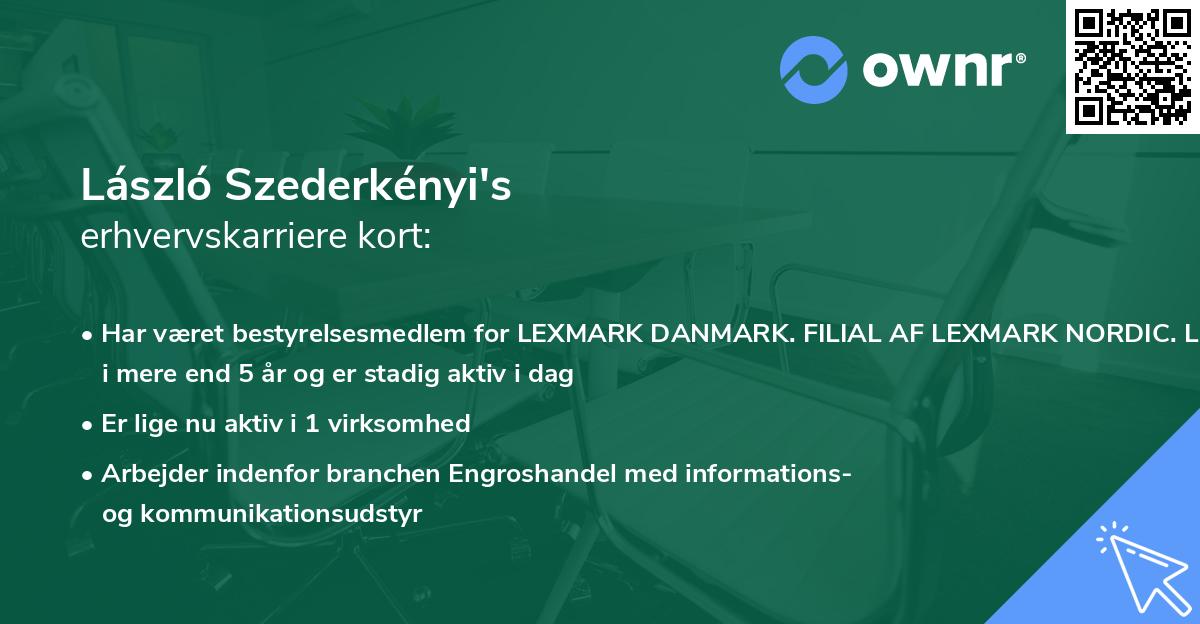 László Szederkényi's erhvervskarriere kort