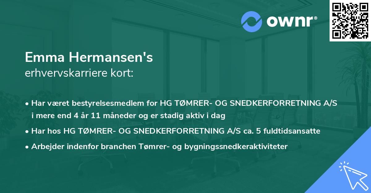 Emma Hermansen's erhvervskarriere kort