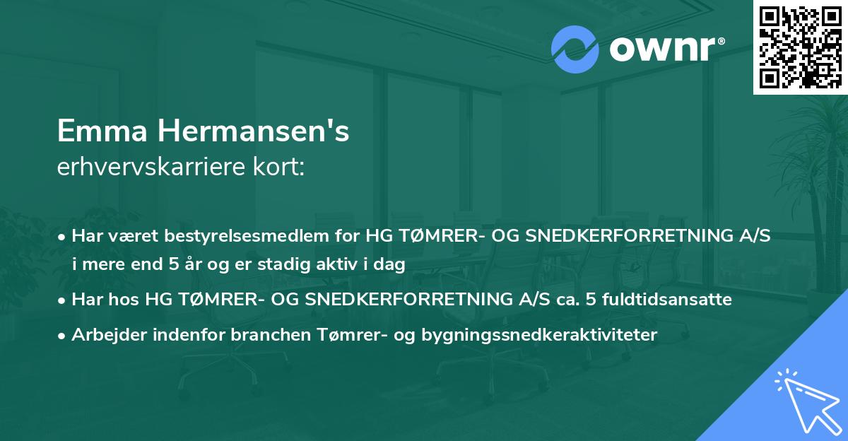 Emma Hermansen's erhvervskarriere kort
