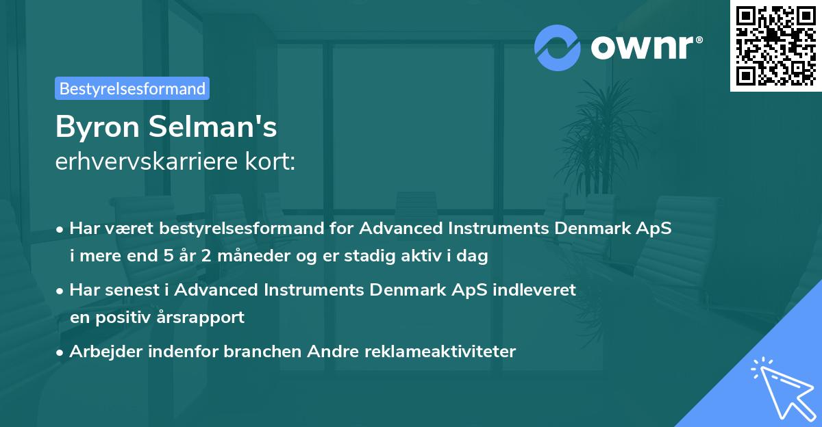 Byron Selman's erhvervskarriere kort