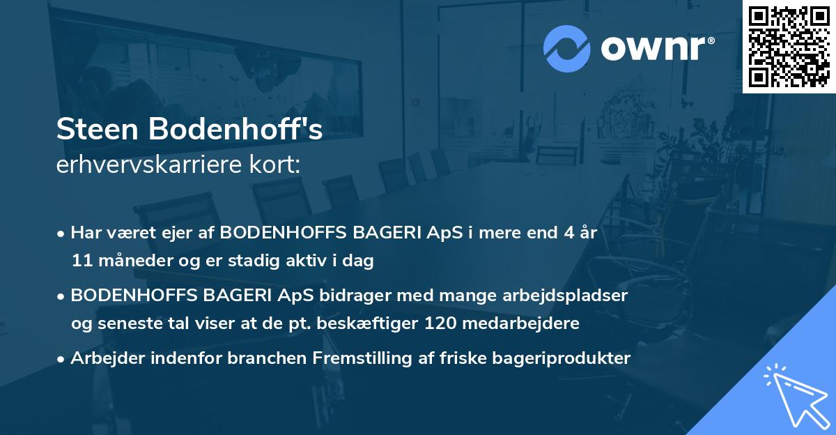 Steen Bodenhoff's erhvervskarriere kort