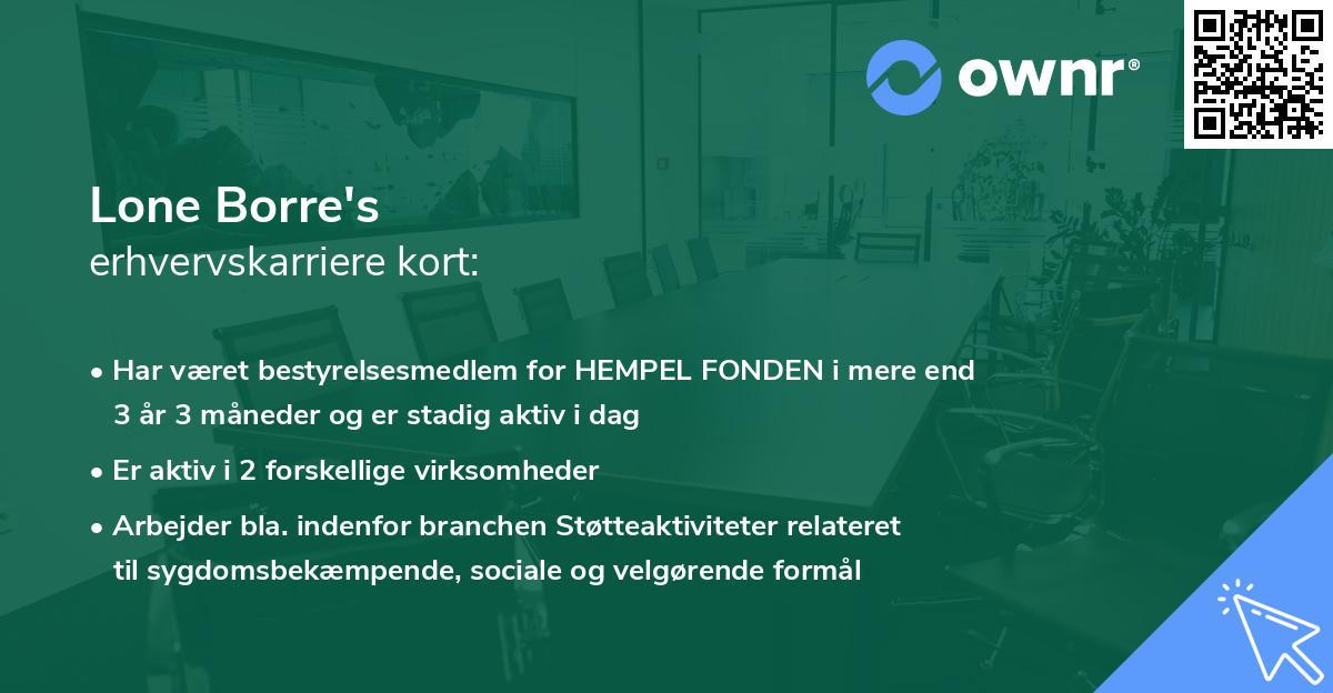 Lone Borre's erhvervskarriere kort