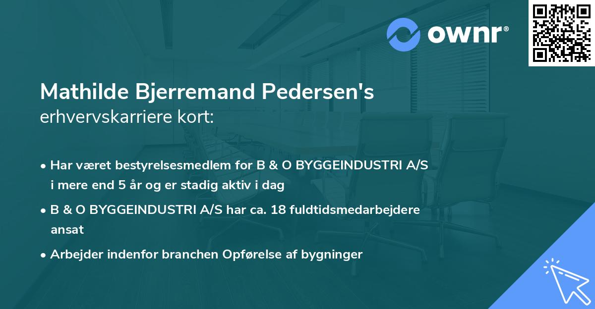 Mathilde Bjerremand Pedersen's erhvervskarriere kort