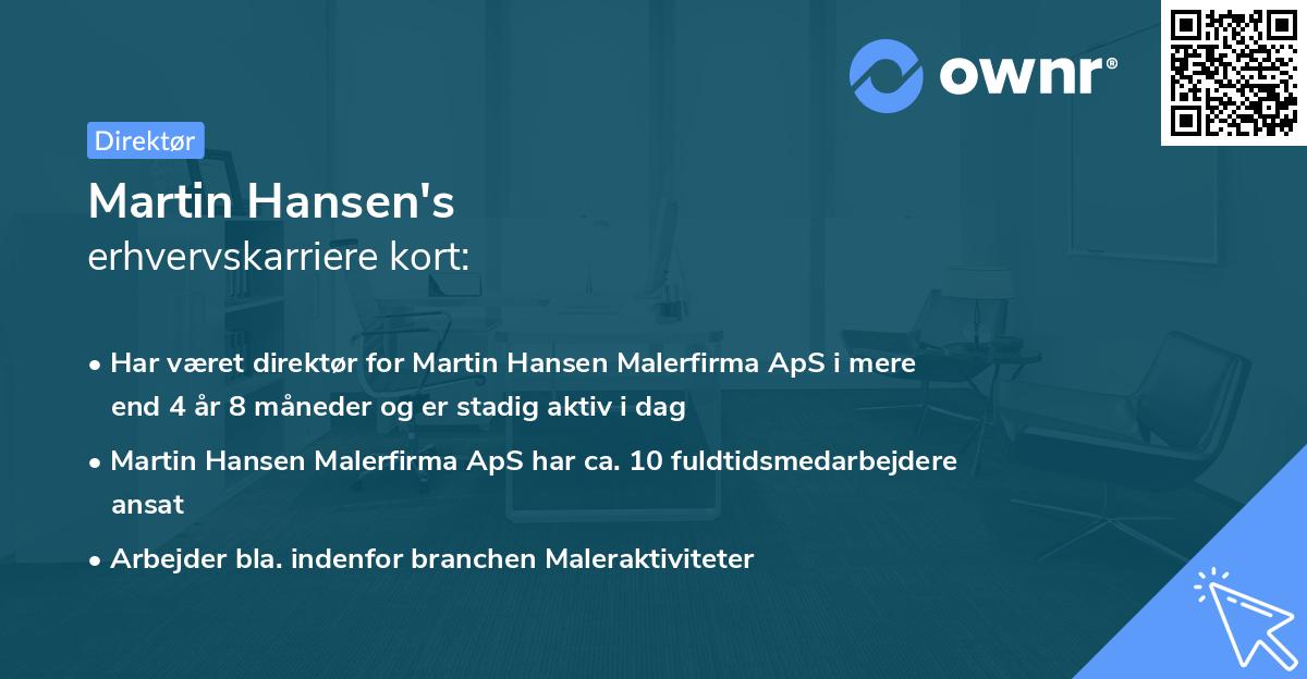 Martin Hansen's erhvervskarriere kort