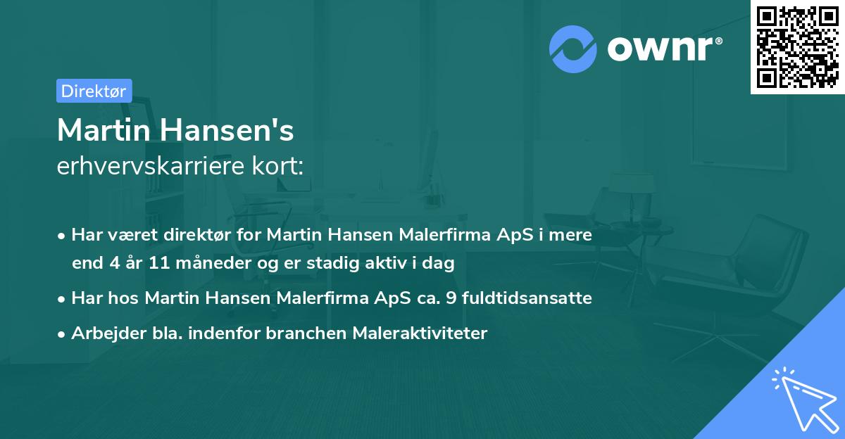 Martin Hansen's erhvervskarriere kort
