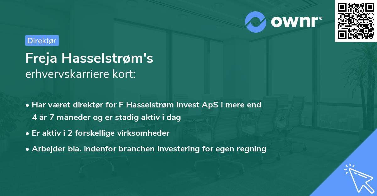 Freja Hasselstrøm's erhvervskarriere kort