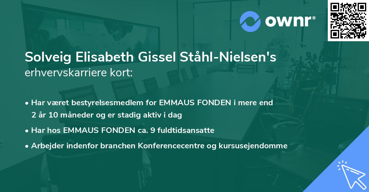 Solveig Elisabeth Gissel Ståhl-Nielsen's erhvervskarriere kort
