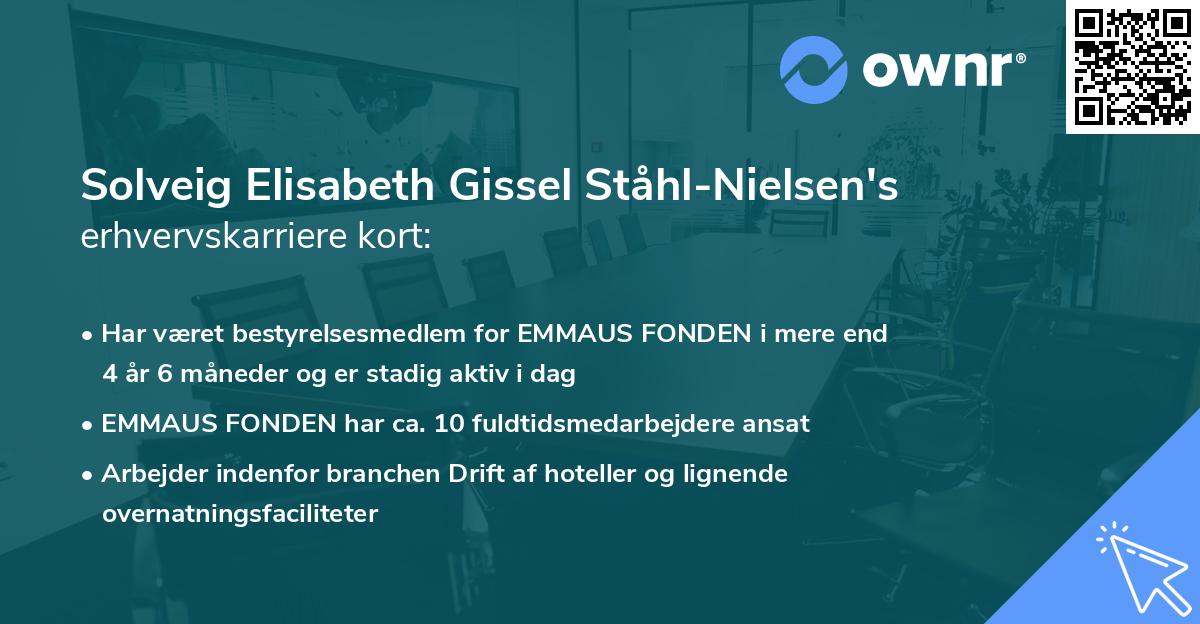 Solveig Elisabeth Gissel Ståhl-Nielsen's erhvervskarriere kort