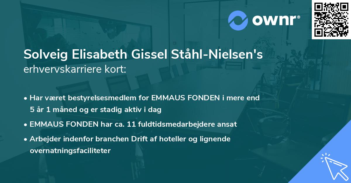 Solveig Elisabeth Gissel Ståhl-Nielsen's erhvervskarriere kort