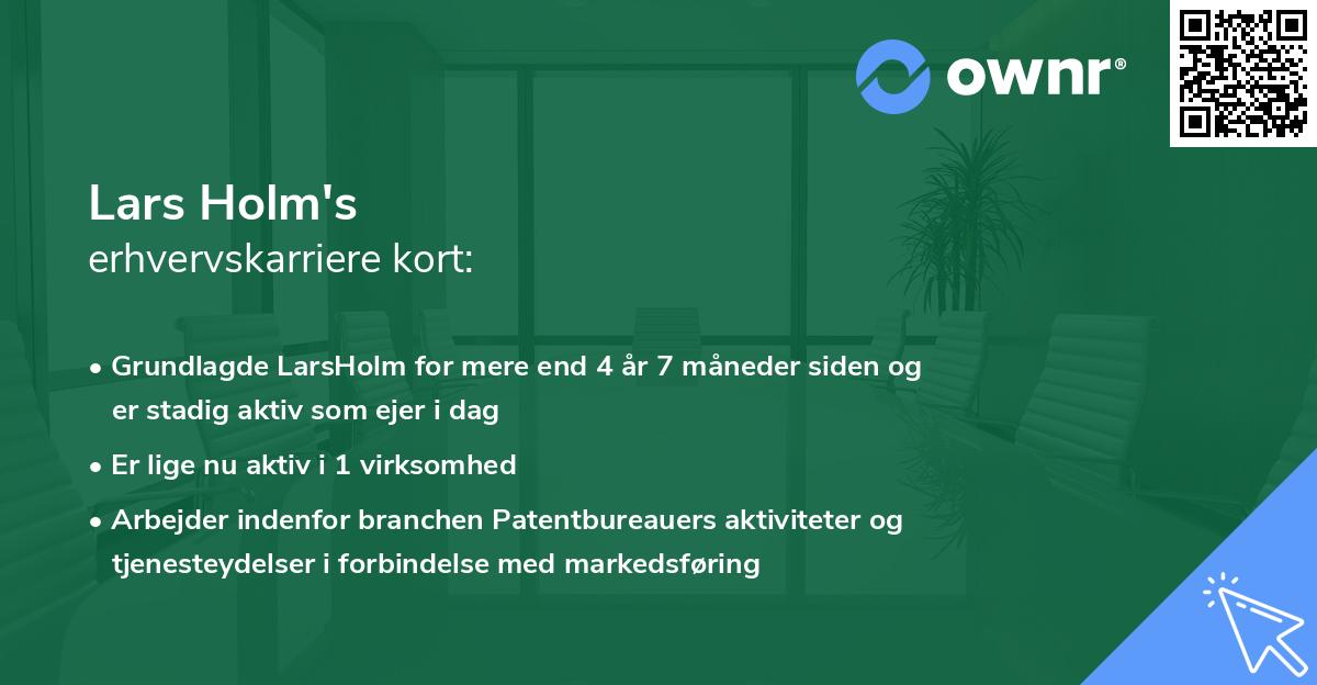Lars Holm's erhvervskarriere kort