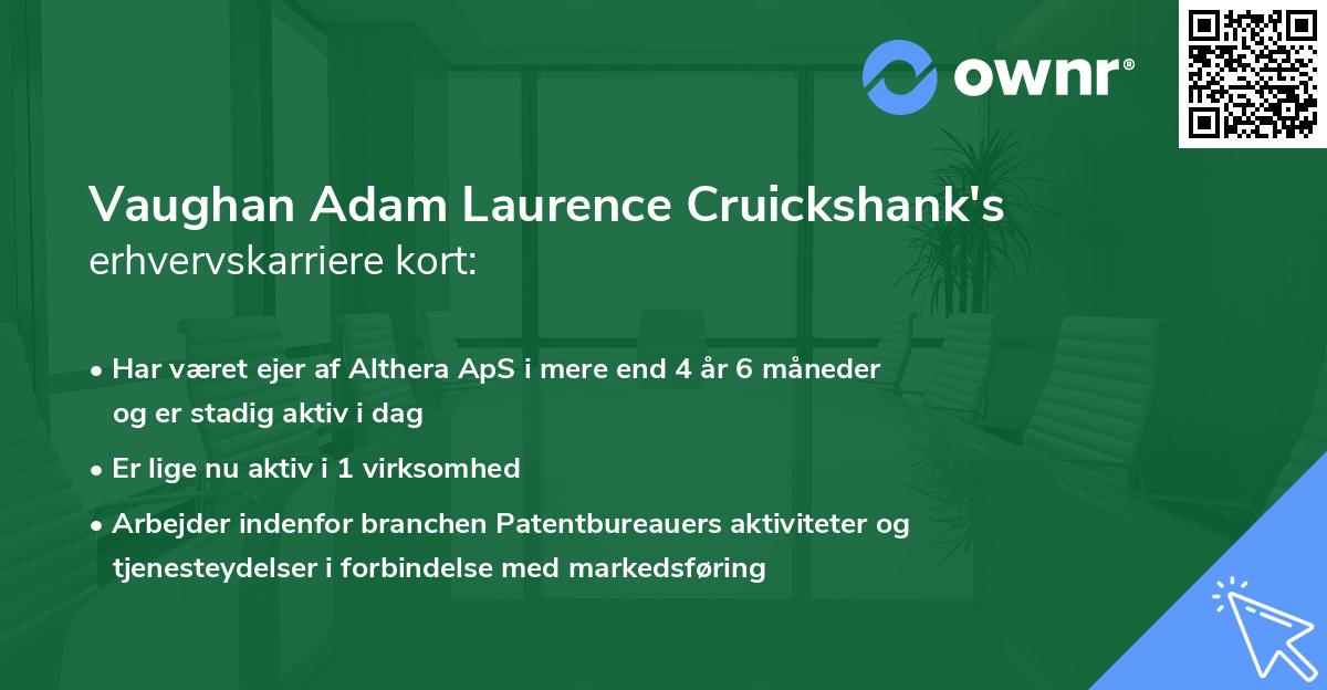 Vaughan Adam Laurence Cruickshank's erhvervskarriere kort
