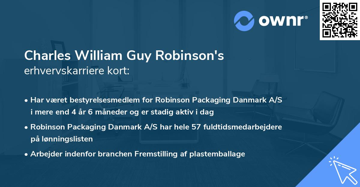 Charles William Guy Robinson's erhvervskarriere kort