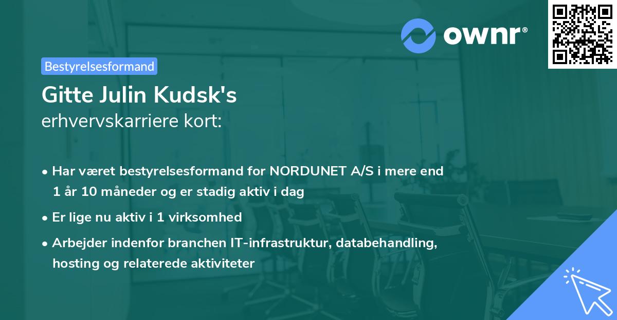 Gitte Julin Kudsk's erhvervskarriere kort