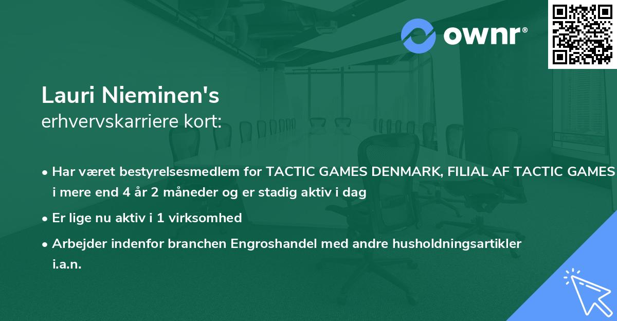 Lauri Nieminen's erhvervskarriere kort