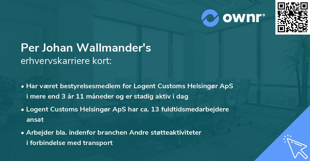 Per Johan Wallmander's erhvervskarriere kort