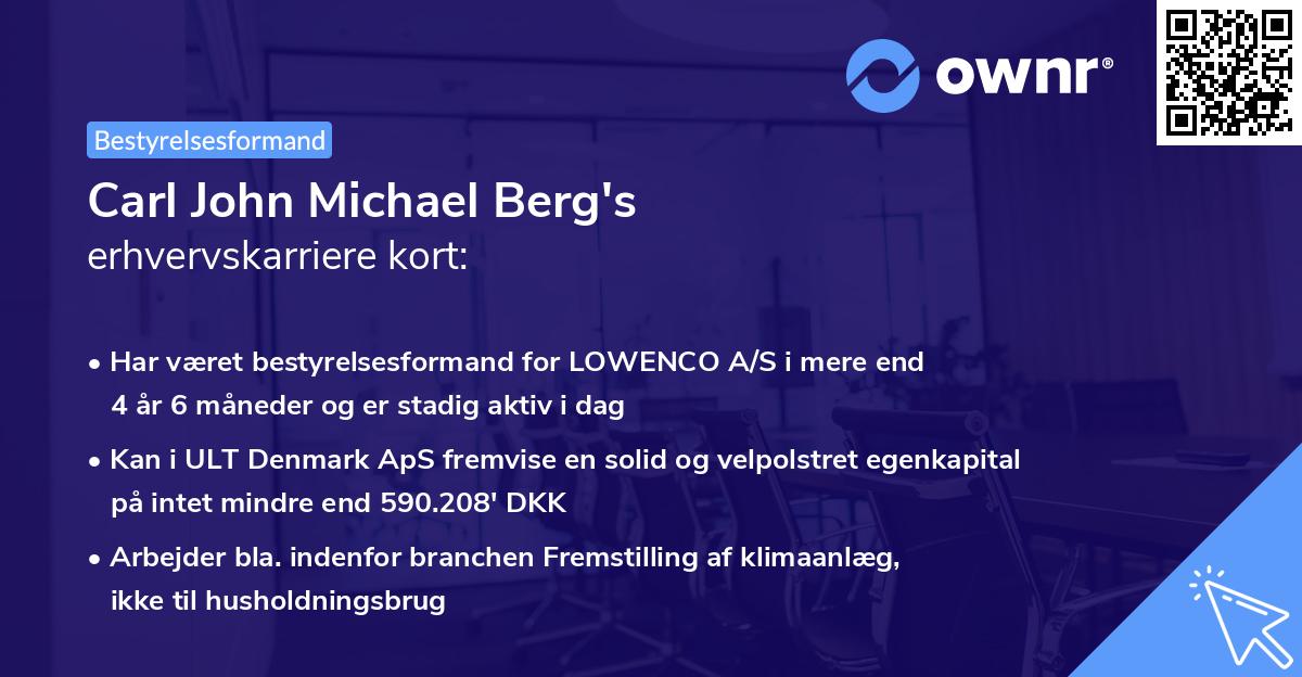 Carl John Michael Berg's erhvervskarriere kort