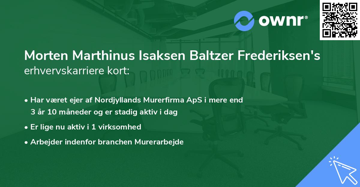 Morten Marthinus Isaksen Baltzer Frederiksen's erhvervskarriere kort