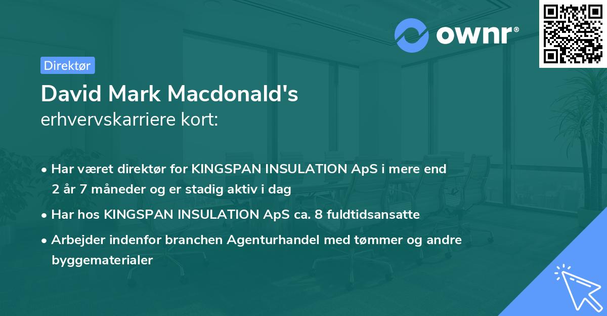 David Mark Macdonald's erhvervskarriere kort