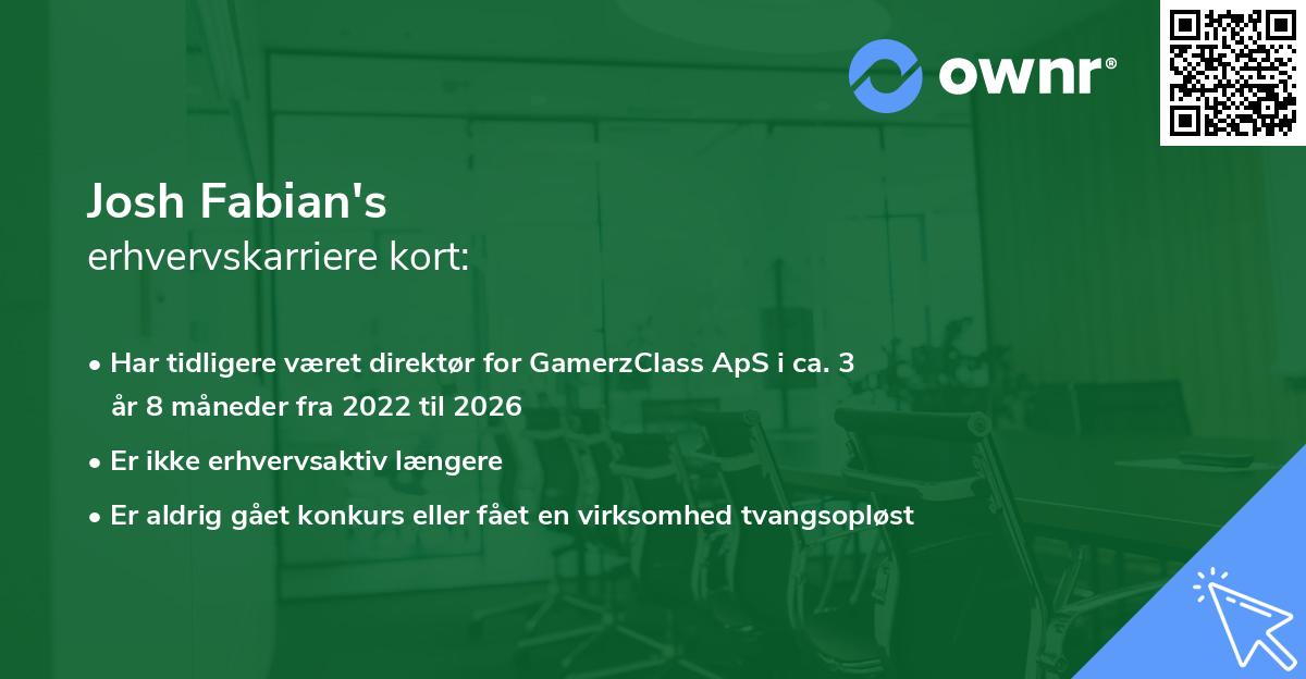 Josh Fabian's erhvervskarriere kort