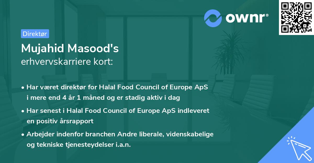 Mujahid Masood's erhvervskarriere kort
