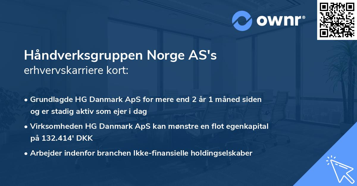 Håndverksgruppen Norge AS's erhvervskarriere kort