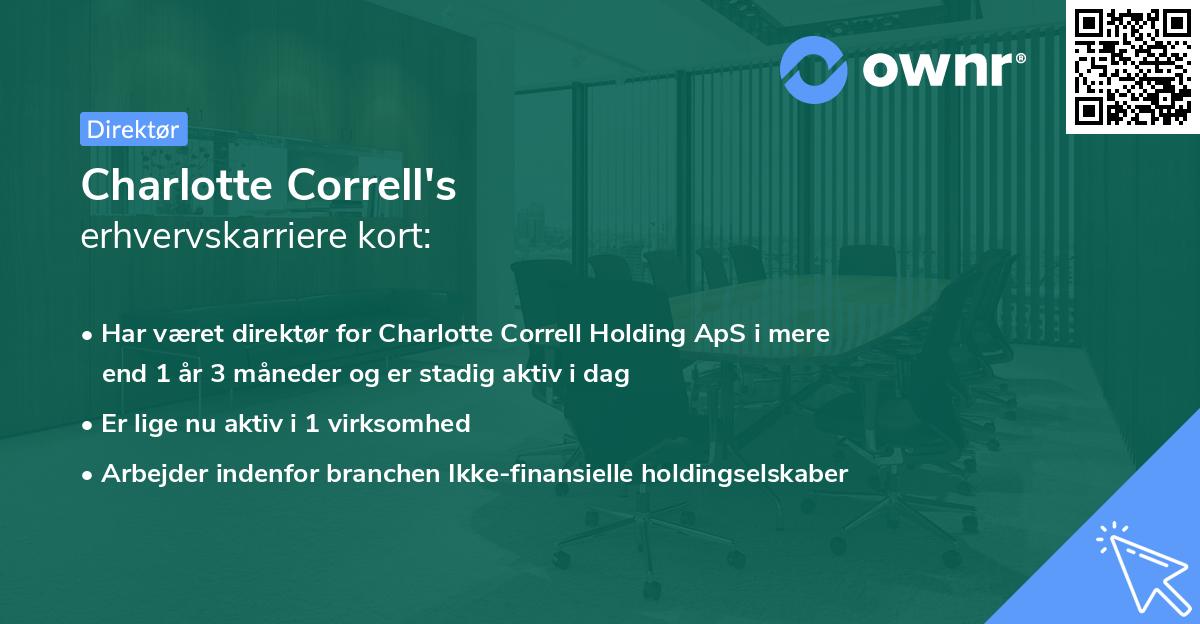 Charlotte Correll's erhvervskarriere kort