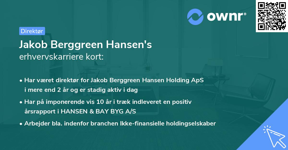 Jakob Berggreen Hansen's erhvervskarriere kort