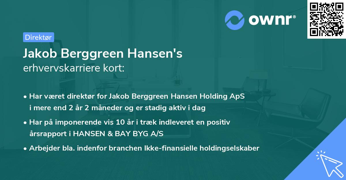 Jakob Berggreen Hansen's erhvervskarriere kort