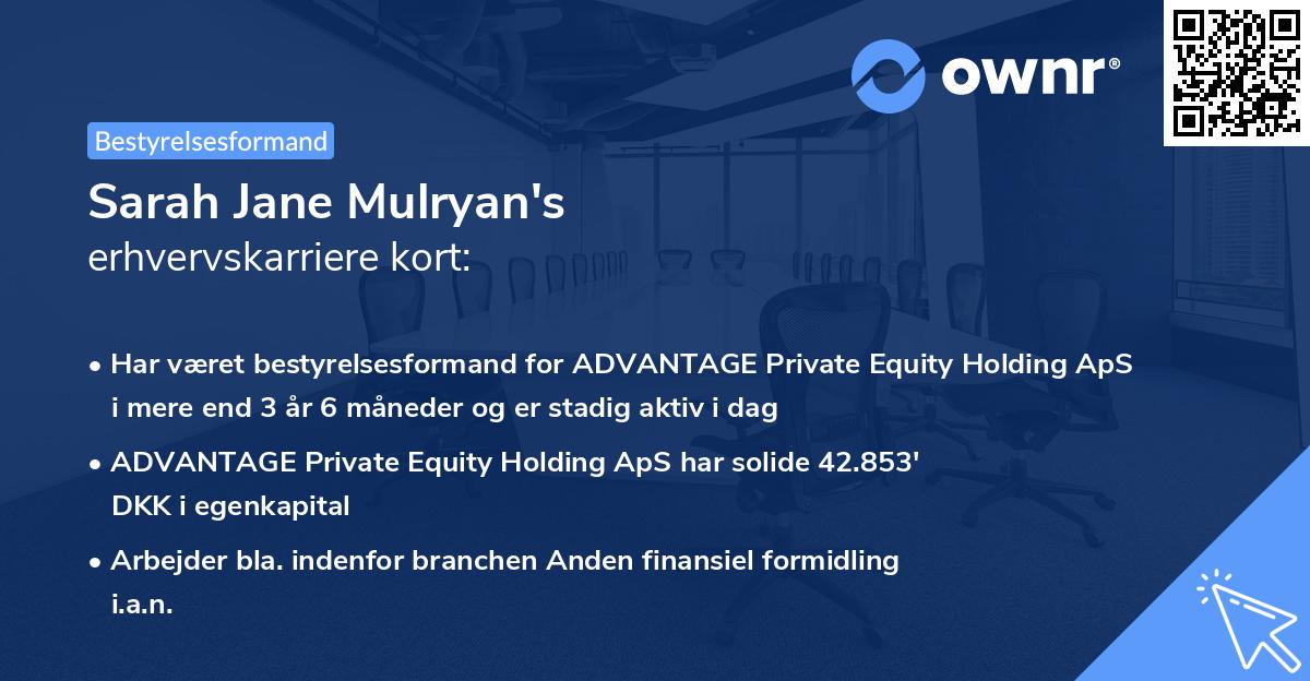 Sarah Jane Mulryan's erhvervskarriere kort