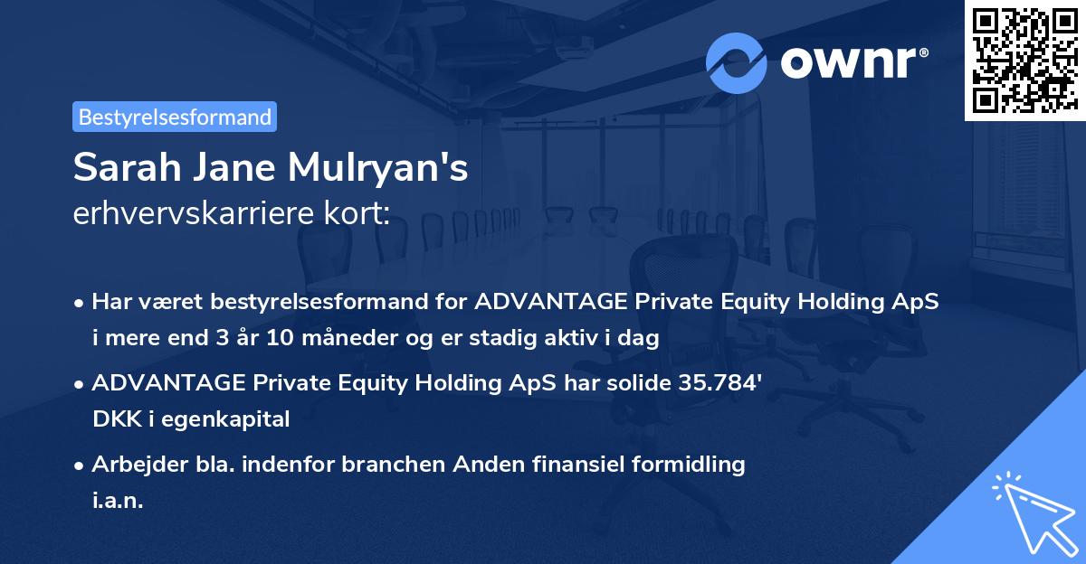 Sarah Jane Mulryan's erhvervskarriere kort