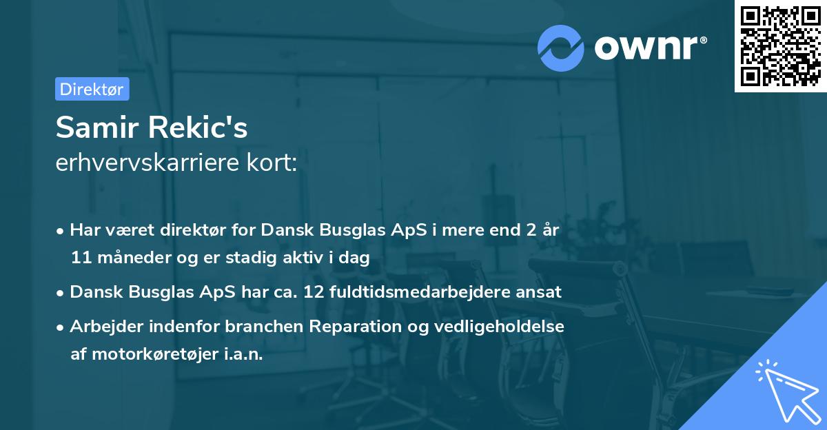 Samir Rekic's erhvervskarriere kort