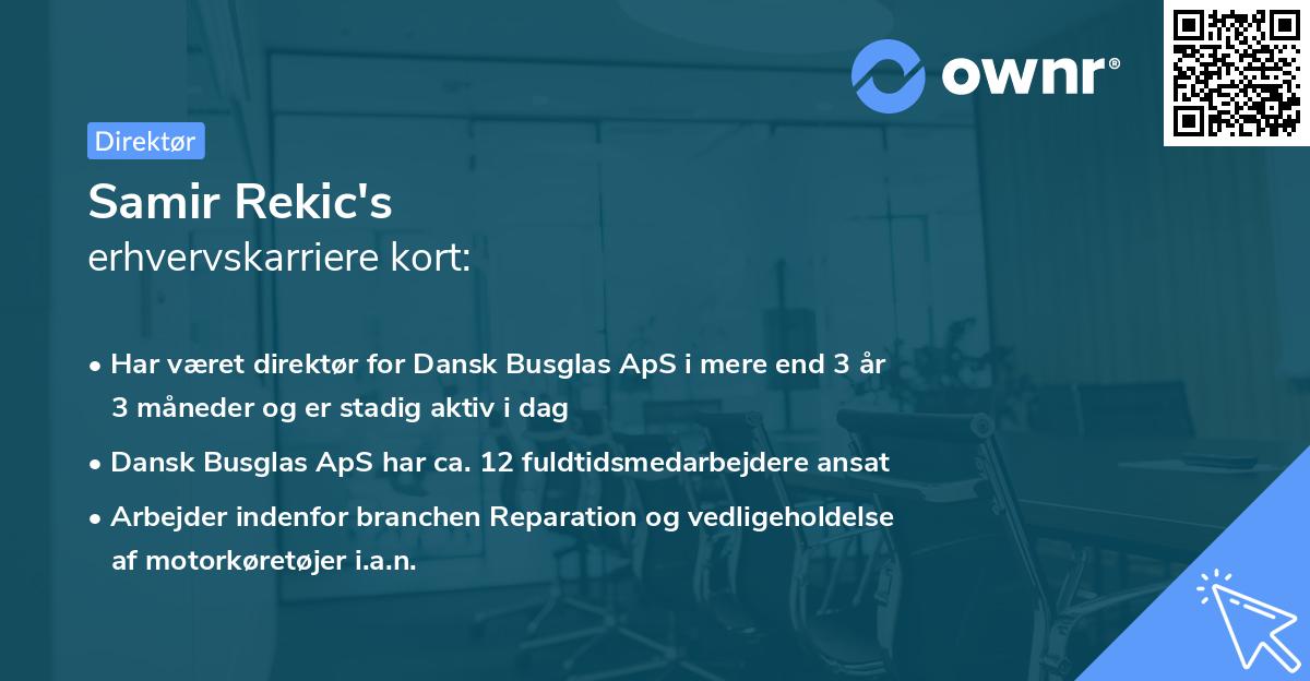 Samir Rekic's erhvervskarriere kort